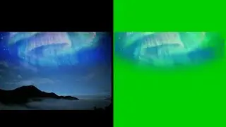 Green screen aurora. Green screen night sky.