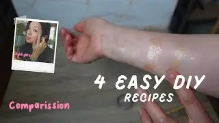 4 DIY Highlighters Without Eyeshadow | Natural Glow Tutorial #zerowastemakeup