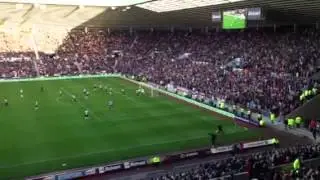Near own goal. Final seconds of the wear Tyne derby