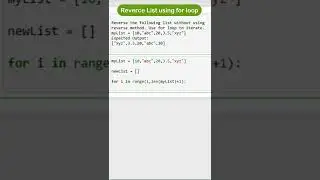 Reverse List using for loop in python | python list