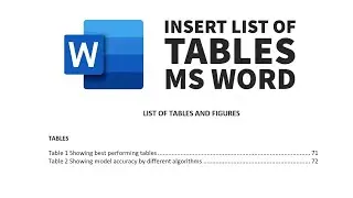 How to Make a List of Tables in Word - Tables Captions and List of Tables