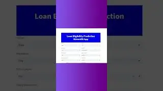 Loan Prediction App  Shorts | Streamlit Web Application | Machine Learning Projects