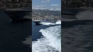 The luxury grey Awesome II yacht cruising at speed ⚓️