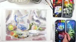 Рисуем варенье в пиалке с узором гжели акварелью на пошаговом уроке от Артилайк!