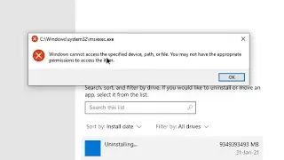 Fix msiexec.exe - Windows cannot access the specified device, path, or file