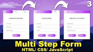 Multi Step Form with Step Progress Bar in HTML CSS & JavaScript, Multi Step Registration Form