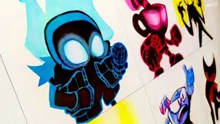 Drawing Nightmare INDIE CROSS V1 Sans, Cuphead, Bendy (FNF MOD) (Friday Night Funkin)