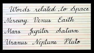 Daily cursive writing practice #1, words related to space, cursive handwriting, planet names, ukg