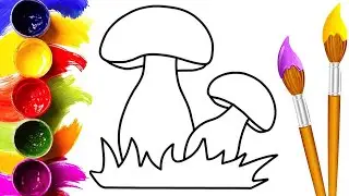 Bolalar uchun qo'ziqorinlar chizish/Drawing mushrooms for children/Рисунок ГРИБОЧКИ для детей
