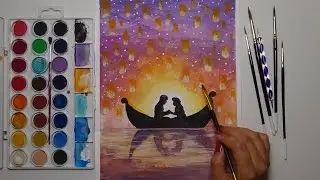 Watercolor Tangled Scene | I See The Light | Rapunzel