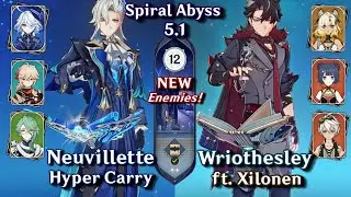 NEW Spiral Abyss 5.1! C0 Xilonen Wriothesley & C0 Neuvillette Hyper | Floor 12 | Genshin Impact