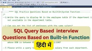 46 Hindi SQL Practice Questions based on Built in function\System Function & Joins by 