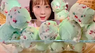 ASMR サーティーワン ポッピングシャワー Popping Shower Ice Cream 【咀嚼音/ Mukbang/ Eating Sounds】【日本語字幕】