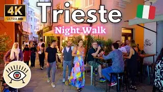 🍕Trieste, Italia Paseo Nocturno - 4K UHD - con subtítulos VERANO 2024