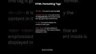 HTML Formatting Tags || Formatting Elements in HTML || #tutorial  #viral #video #shorts