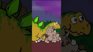 Dinosaurs by a Volcano