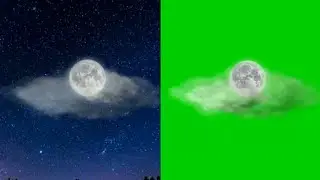 Green screen moon & clouds. Green screen night moon.