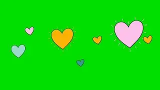 Green Screen Pop up animated Hearts with sound & slow and fast motion animation effects HD footages