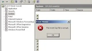 The Event Log File Is Corrupt - Windows Server 2003 Event Viewer