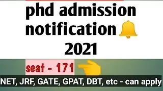 phd admission notification 2021// phd admission 2021 in a central university