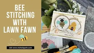 Bee Stitched Cards with Lawn Fawn