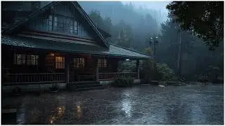 Fall Asleep with Downpour Rain & Rumbling Thunder┇Unrelenting Rain Sounds at Cozy Mountain Cabin