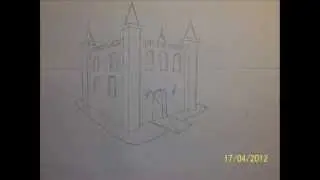 how to draw a castle in 1 minute step by step with perspective