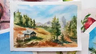 Мастер-класс по акварели - пишем пейзаж.Поэтапное рисование. Watercolour  painting tutorial