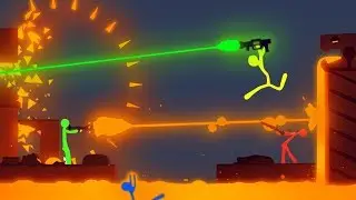 NEW LAVA Laser Ray & Volcano LEVEL Update in Stick Fight! (Stick Fight Multiplayer Gameplay)