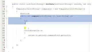 Sorting a 2D String List By Column Using Java