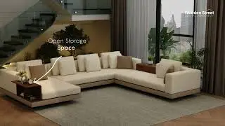 Matrix U-Shape Premium Sectional Sofa | Latest Design Fabric Sofa Online | Wooden Street