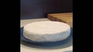 Cutting open homemade Brie-style cheese