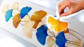 POURING with REAL Ginkgo Leaves! ANYONE Can try this Easy Technique! | AB Creative Tutorial