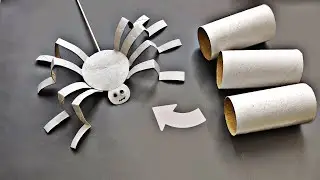 The Best Halloween Craft Idea with Toilet Paper Rolls / Easy DIY Spider Made of Cardboard Tubes BOO!
