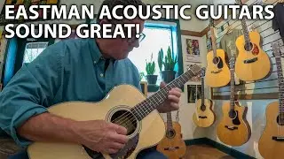 Eastman Guitars Are Pretty Awesome! Testing them at Acoustic Corner in Black Mountain, NC