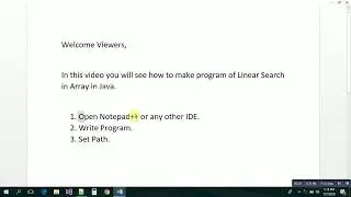 Program of Linear Search in Java
