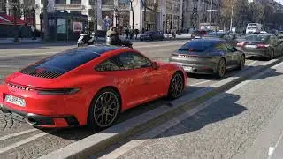 2021 2 porsche 911 992 carrera 4s & carrera  in paris France tag heuer