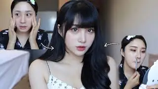 GRWM) 사람이 흑발 + 앞머리를 해야하는 이유🤍✨(Ft. Jeju🍊)