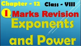 Class 8th |Chapter 12|Exponent And Power | MCQ TRUE FALSE AND FILL IN THE BLANK One Marks Question