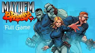 Mayhem Brawler - Full Gameplay & Ending |  comic book style art Beat 'em up Game