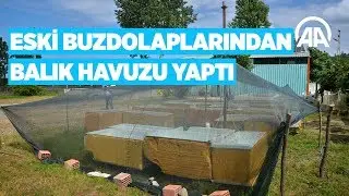 Eski buzdolaplarından balık havuzu yaptı