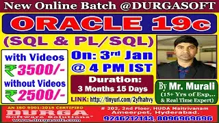 ORACLE 19c Online Training @ DURGASOFT