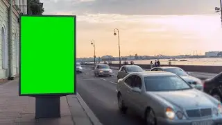 Billboard with a Green Screen on streets - Billboard with chroma key on streets