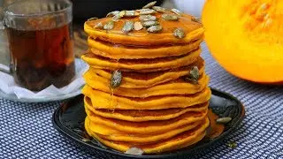 Pumpkin pancakes. Tasty breakfast