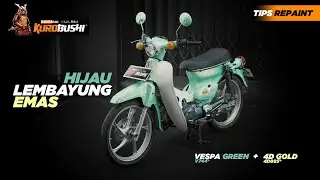 REPAINT HIJAU PASTEL LEMBAYUNG EMAS DI HONDA C70! II VESPA GREEN V744* X 4D GOLD 4D885*