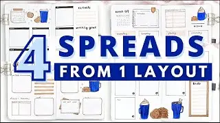 How to create 4 UNIQUE Bullet Journal Weekly Spreads from ONE Layout