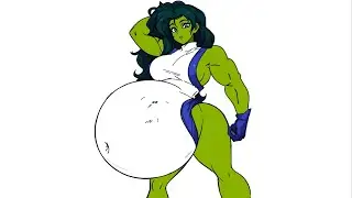 Big Belly She-Hulk Got Huge Muscles and Six-pack / Animation + Drawing