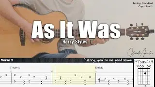 As It Was - Harry Styles | Fingerstyle Guitar | TAB + Chords + Lyrics