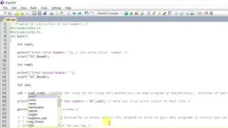 Program of Subtraction of two numbers in C/C++ language