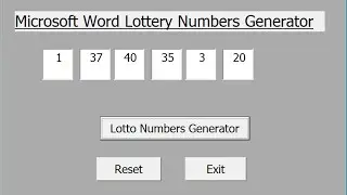 How to Create Lottery Numbers Generator in Word Document